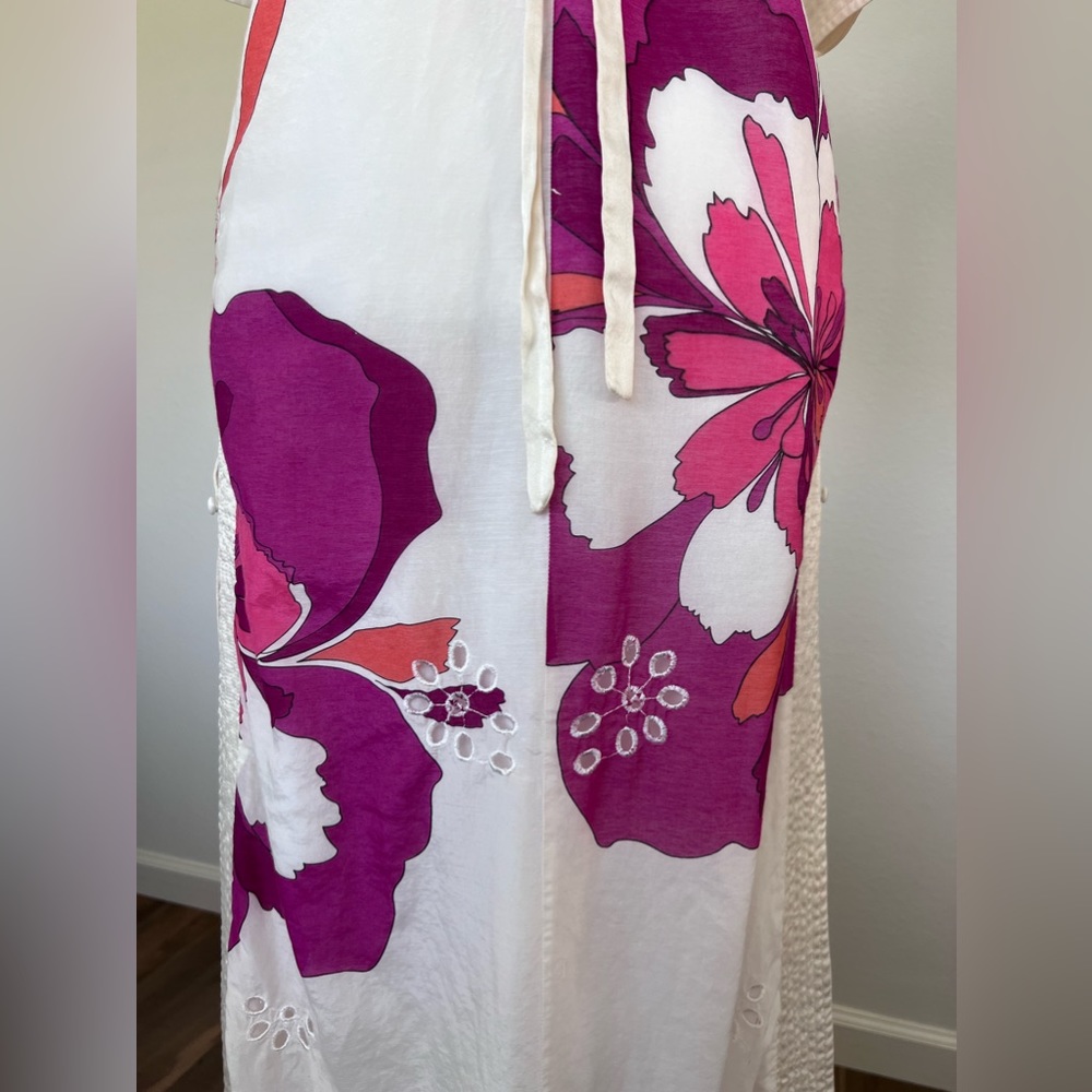 Bebe Women's Silk Blend Floral Print Half Sleeve Tunic Maxi Dress Size XS - Picture 14 of 16